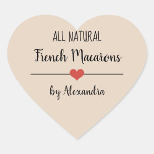 Sticker Cœur Écriture beige de Macarons français