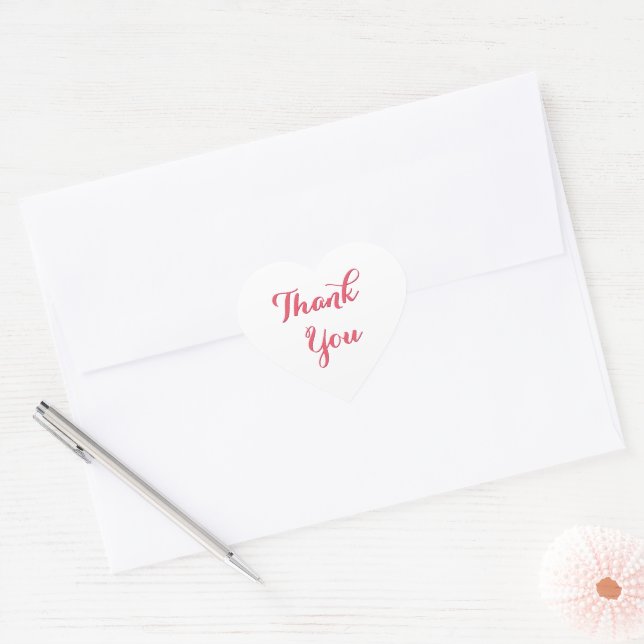 Sticker Cœur Écriture élégante Faveurs de fête blanche rose Mer (Enveloppe)