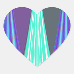Sticker Cœur Edgy Blue Purple Cyan Chevron Art Imprimer