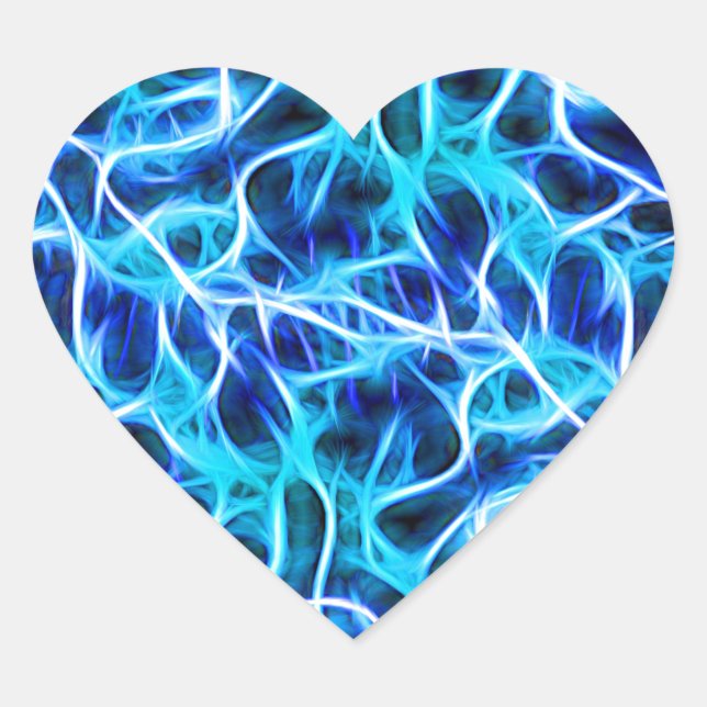 Sticker Cœur Electrique Neon Aqua Bleu Turquoise Lightning (Devant)