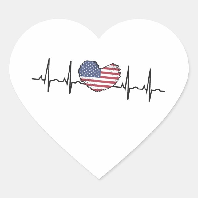 Sticker Cœur Électrocardiographie ECG (Devant)