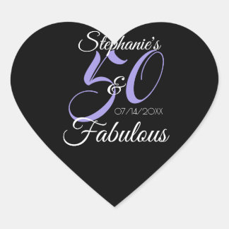 Sticker Cœur Élégant 50 et Fabuleux Mug Personnalisé d'Annivers