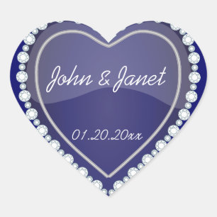 Sticker Cœur Élégant amour brillant Marine Coeur bleu