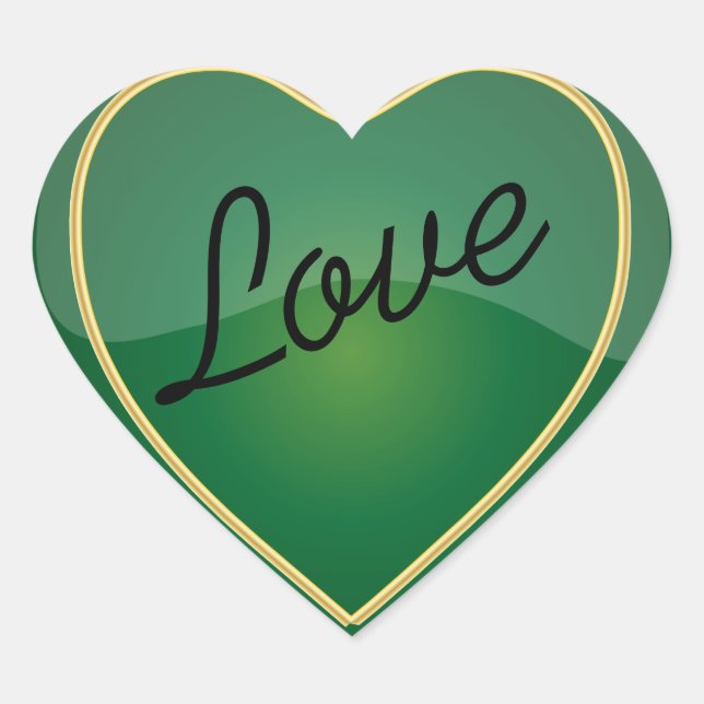 Sticker Cœur Élégant amour brillant vert coeur (Devant)