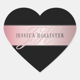Sticker Cœur Elégant Blush Faux Rose Gold | Nom et initiales