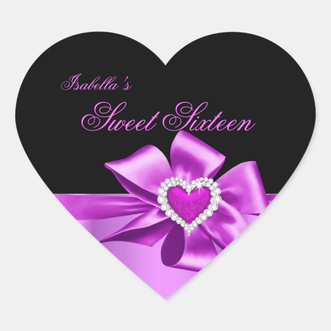Sticker Cœur Elégant Coeur rose Anniversaire Sweet sixteen (Devant)