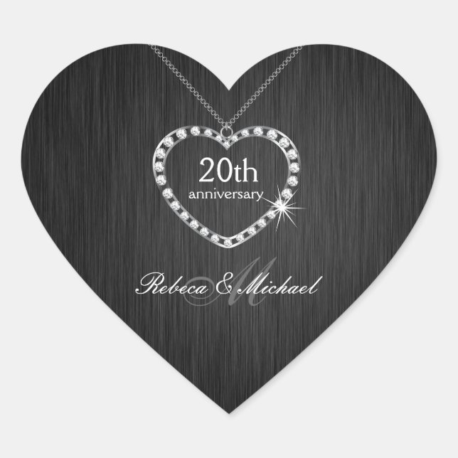 Sticker Cœur Elégant Collier Diamond mariage anniversaire (Devant)