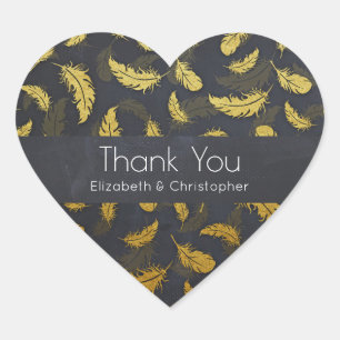 Sticker Cœur Élégant Et Chic Merci Noir Et Or