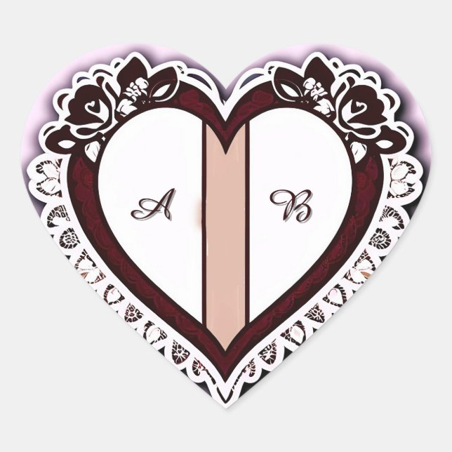 Sticker Cœur Elegant Heart Card With Red Roses (Devant)