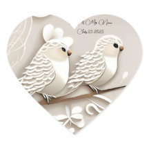 Élégant inséparable taupe & mariage blanc autocoll