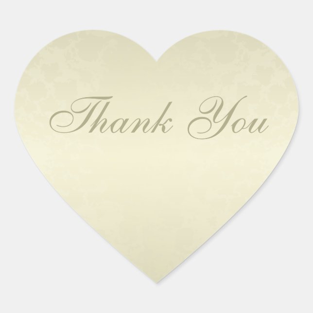 Sticker Cœur Élégant Mariage Gold Heart Merci (Devant)