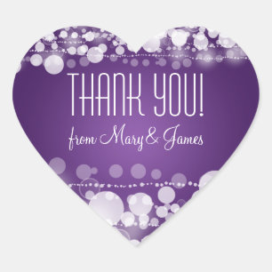 Sticker Cœur Elégant Mariage "Merci" Pourpre Pointe