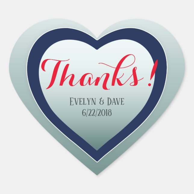 Sticker Cœur Élégant merci couple les textes faits sur commande (Devant)
