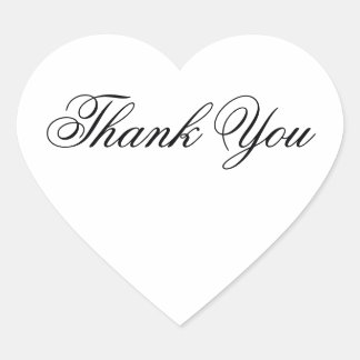 Sticker Cœur Elégant Merci Mariage blanc et noir