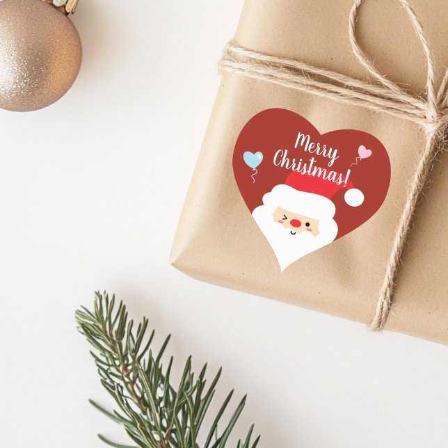 Sticker Cœur Élégant mignon rouge nez Père Noël Joyeux vacances (Créateur téléchargé)