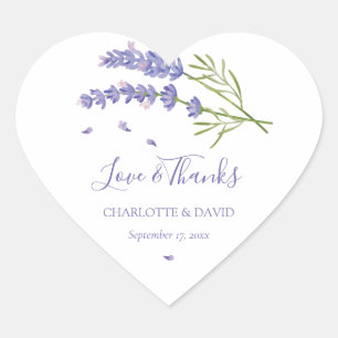 Sticker Cœur Elégant Moderne Purple Lavender Mariage Faveur