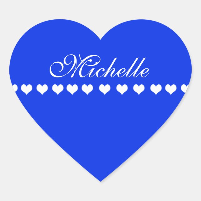 Sticker Cœur Élégant Monogramme Coeurs blancs Royal Blue (Devant)