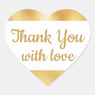 Sticker Cœur Elégant or & Merci blanc Mariage Glam