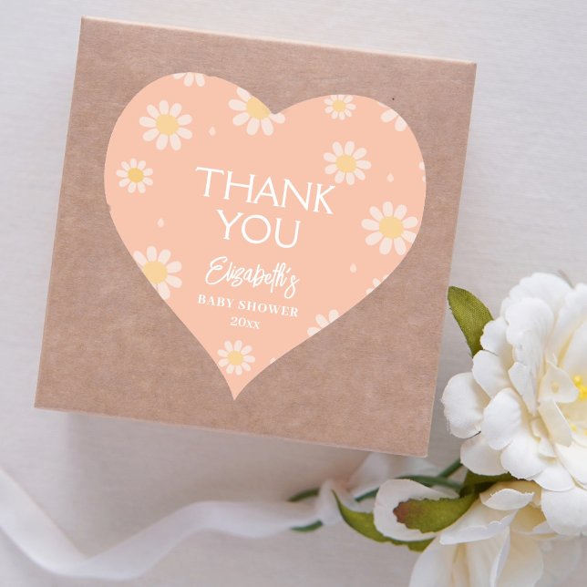 Sticker Cœur Élégant Pastels Muted Baby shower de printemps Mer (Créateur téléchargé)