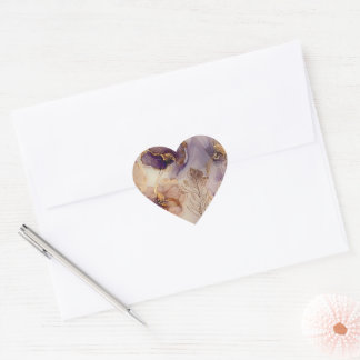 Sticker Cœur Elegant Purple and Gold Agate Wedding Favor 