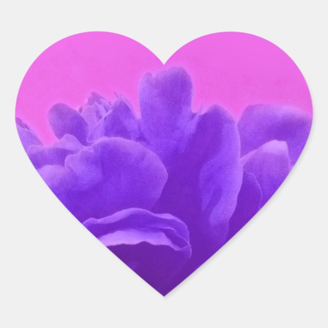Sticker Cœur Elegant Purple Raspberry Floral (Devant)