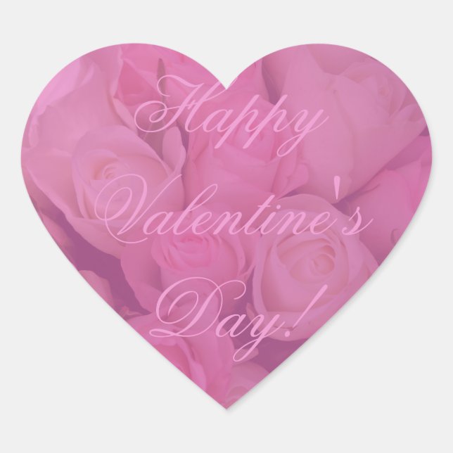 Sticker Cœur Élégant rose Roses Floral Heureuse Sainte-Valentin (Devant)