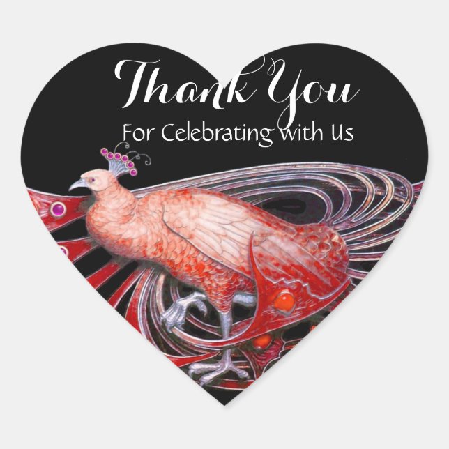 Sticker Cœur ÉLÉGANTE BIJOULE EN Merci NOIR ROUGE EN COEUR (Devant)