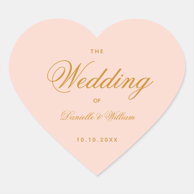 Sticker Cœur Élégante calligraphie Mariage Blush Simple Rose (Devant)