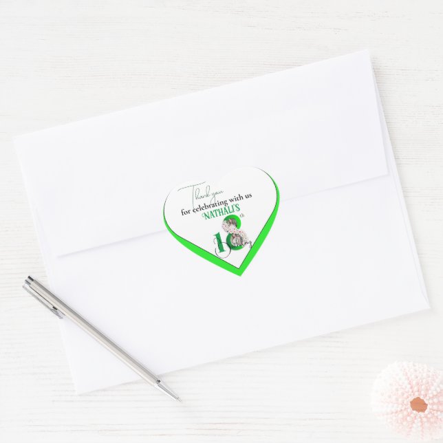 Sticker Cœur Élégante fête du 18e anniversaire (Enveloppe)