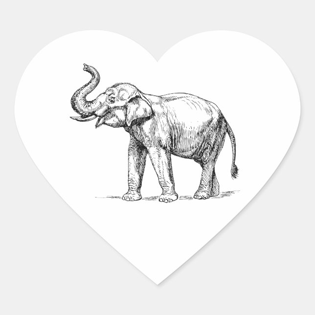 Sticker Cœur Eléphant indien (Devant)