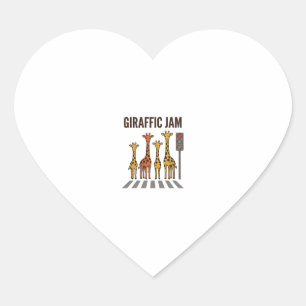 Sticker Cœur Embouteillage giraffic Drôle de girafe traversant
