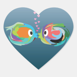 Sticker Cœur Embrasser l'autocollant de poisson