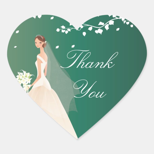Sticker Cœur Émeraude Green Bride Fête des mariées Coeur Sticke (Devant)
