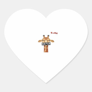 Sticker Cœur emoji insulter le visage de girafe en colère