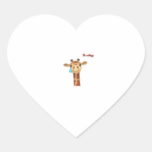 Sticker Cœur emoji triste visage de girafe en larmes