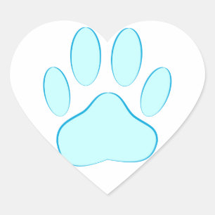 Sticker Cœur Empreinte de chien bleu bébé