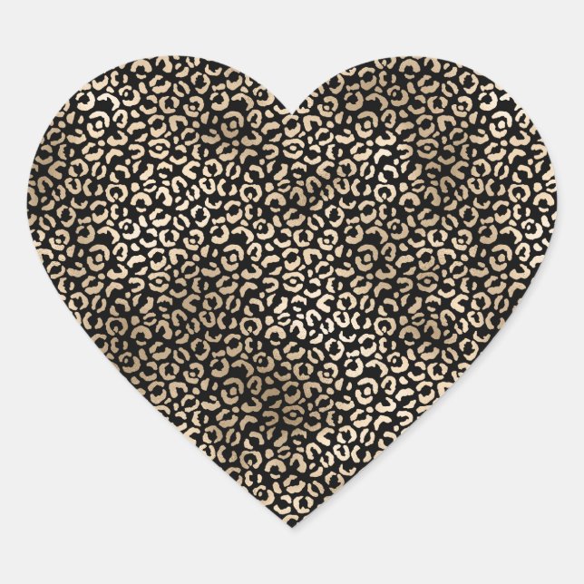 Sticker Cœur Empreinte de léopard Gold Black Glam (Devant)