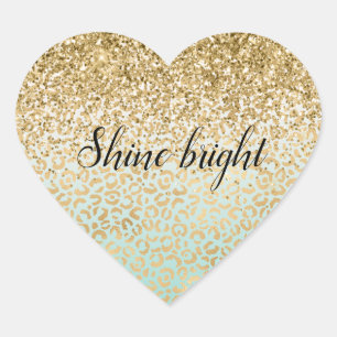 Sticker Cœur Empreinte de léopard Mint Ombre Gold Parties scint