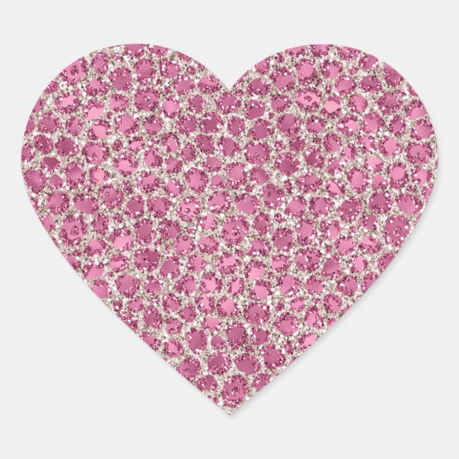 Sticker Cœur Empreinte de léopard Parties scintillant rose fill (Devant)
