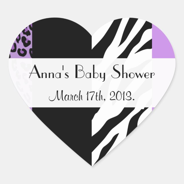 Sticker Cœur Empreinte de léopard, Zebra Print, Baby shower (Devant)