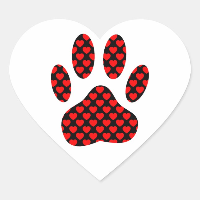 Sticker Cœur Empreinte de patte de chien avec les coeurs (Devant)