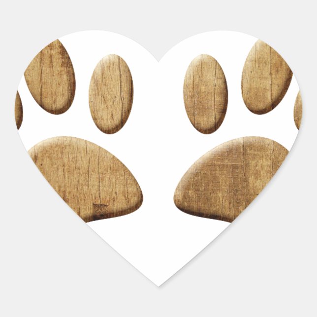 Sticker Cœur Empreinte de patte de chien de bois (Devant)
