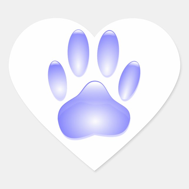 Sticker Cœur Empreinte de patte de chien de verre (Devant)