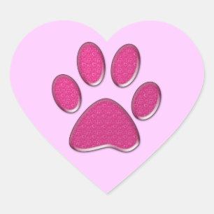 Sticker Cœur empreinte de patte kitty rose