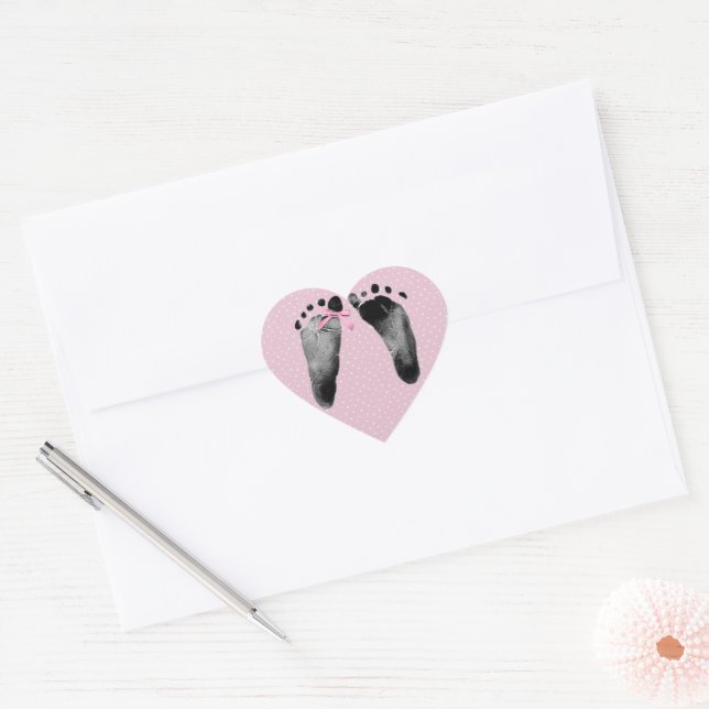 Sticker Cœur Empreintes bébé avec mâchoire (Enveloppe)