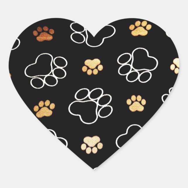 Sticker Cœur Empreintes de pattes de chien chiot cadeaux pour A (Devant)