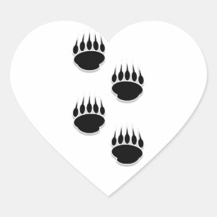 Sticker Cœur Empreintes de pattes de l'ours noir