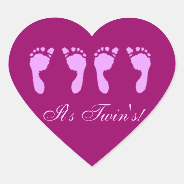 Sticker Cœur Empreintes pour bébés (Jumeaux pour filles) (Devant)