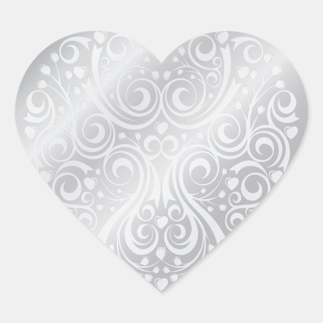 Sticker coeur en argent Lacy (Devant)