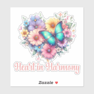 STICKER COEUR EN HARMONIE, AFFIRMATION POSITIVE QUOTIDIENN